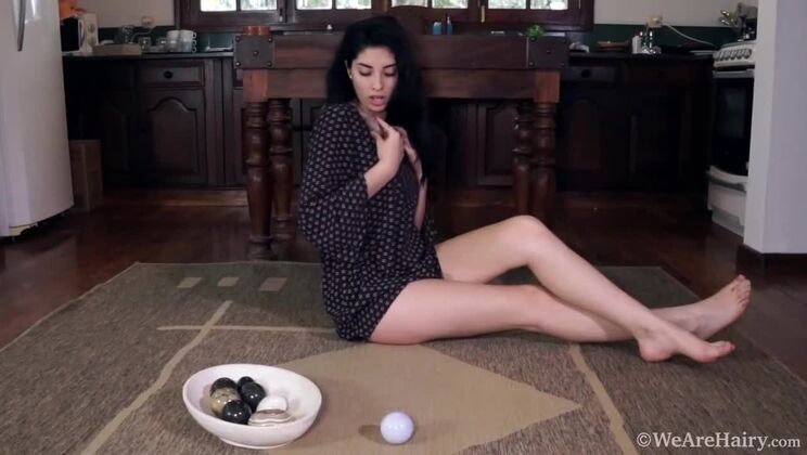 [WeAreHairy] - Solo hairy brunette Ornella and her rocks - Avrora Sky