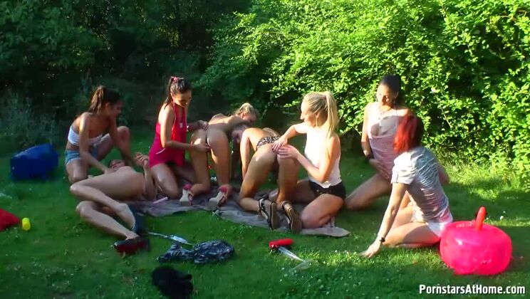 [Tainster] - Slippery Lesbian Trio Outdoors - Rachel, Jenny, Victoria - Kari - Victoria Puppy - Jenny Simons - Leila Smith - Rachel Evans - Donna Joe - Kitty Jane