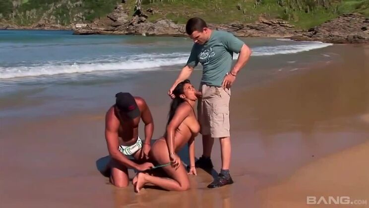 [BANG.com] - Brunette's Outdoor Beach Threesome with Double Penetration - Elena Koshka