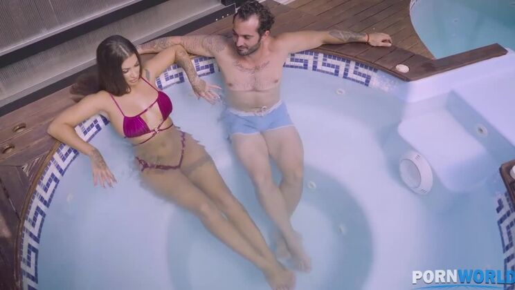 Susy Gala Tattooed Hottie Gets Poolside Sex & Sticky Facial - Susy Gala