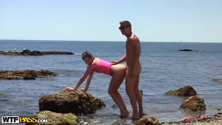 [CollegeFuckParties] - Russian Brunette Gets Anal on the Beach - Carol Vega