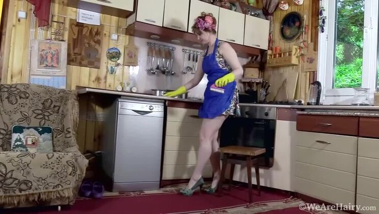[WeAreHairy] - Kitchen Voyeur: Bazhena Strips Down - Bazhena