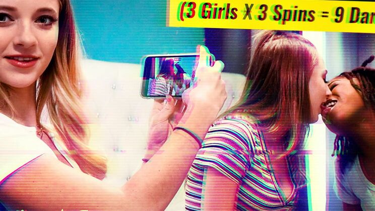 [SexTapeLesbians] - 3 Hot Girls Dare Wheel Challenge - Lesbian Threesome Fun! - Riley Star - Kyler Quinn - Hazel Grace