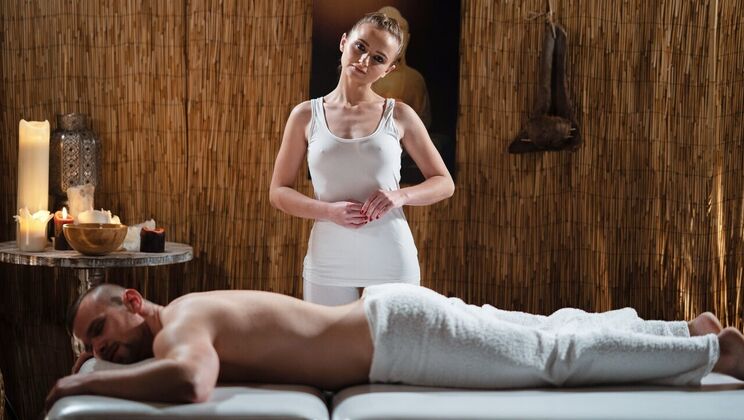 [MassageRooms] - Oiled and Fucked in Missionary and Cowgirl