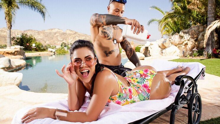 [MonsterCurves] - Poolside Cumshot on Asian Babe - Eddie Jaye - Monica Sage