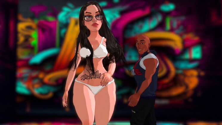 [AdultTimeAnimation] - Tattooed Brunette and Black Cock in Tha Stoop Episode 4 Blowjob - Angelica Heart - Francis X