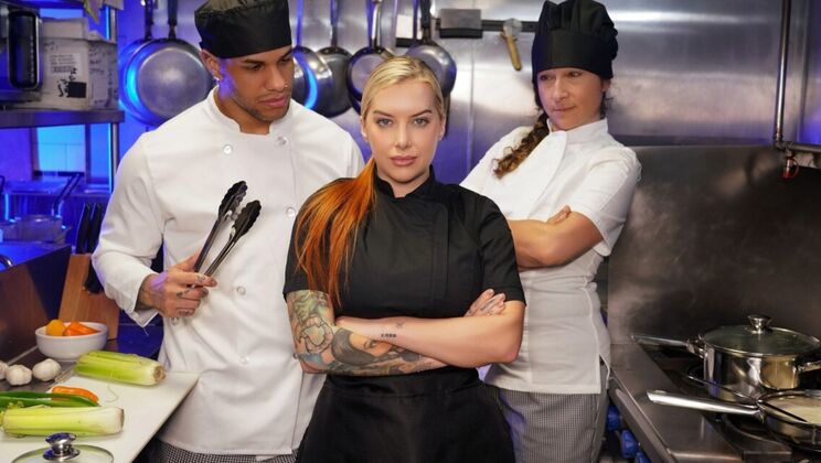 [DigitalPlayground] - Redhead and Brunette Chef Threesome with Pussy Licking