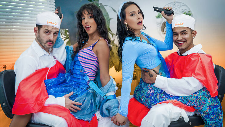 [SwappzSingles] - Family Tease - Tiny Daughter and Supportive Mom Rubbing Cocks - Claire Black - Jade Greene - Tony Marzo - Arin Jones